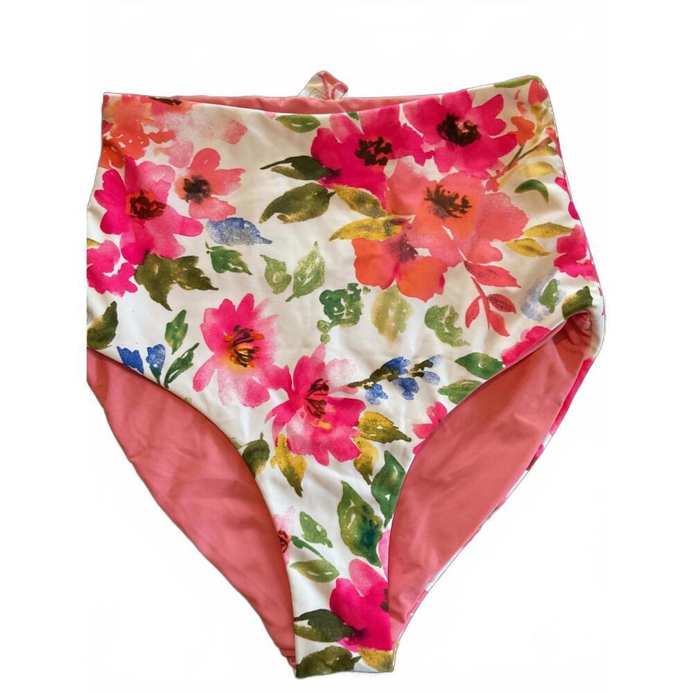Coral Reef Floral  Reversible High-Waisted Swim Bottom 4/6